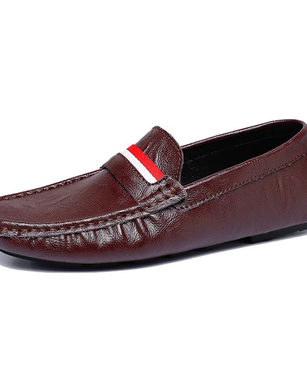Strongshen Men's Slip-On Leather Flats Shoes