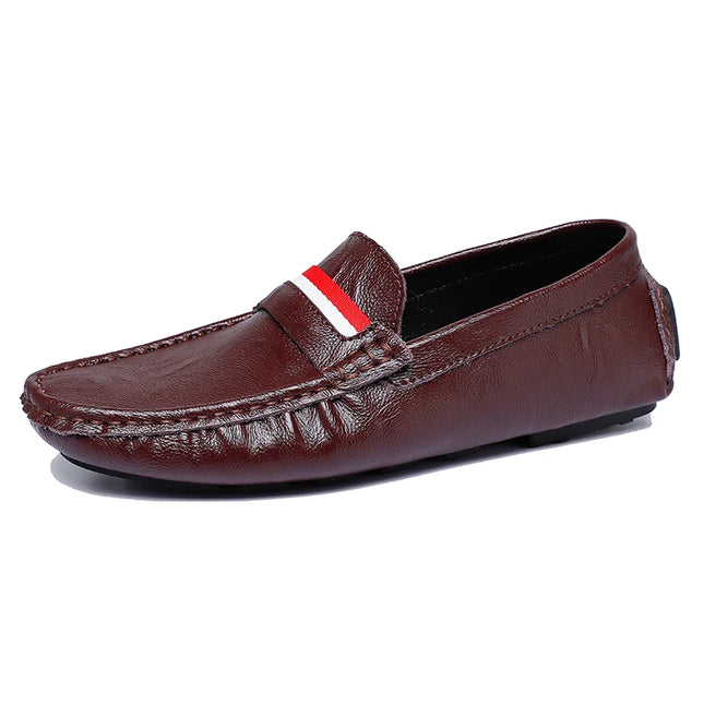 Strongshen Men's Slip-On Leather Flats Shoes