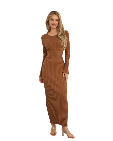 Elegant Women’s Knit Long Sleeve Bodycon Dress – Stylish & Comfortable Long Sleeve Midi Dress for Women