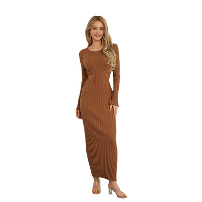 Elegant Women’s Knit Long Sleeve Bodycon Dress – Stylish & Comfortable Long Sleeve Midi Dress for Women