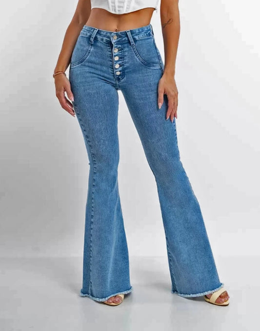 Women's High Waist Bootcut Jeans - Slim Fit & Stylish