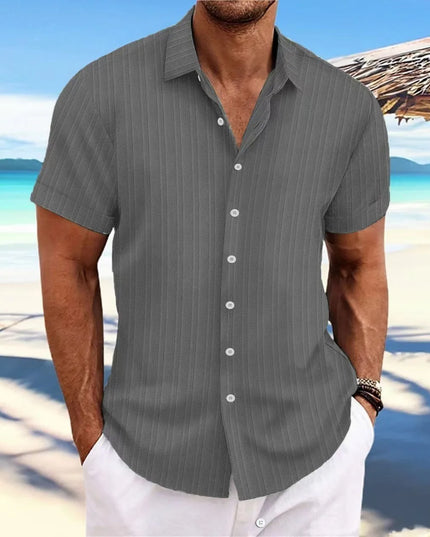 Men's Vertical Jacquard Short Sleeve Button-Down Shirt
