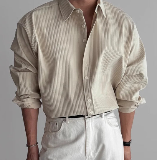 Men's Breathable Casual Long-Sleeved Loose Shirt