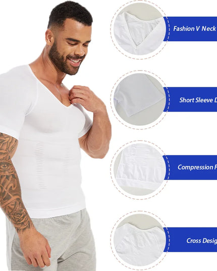 Men's Compression Body Shaper T-Shirt – Slimming, Muscle-Enhancing, Body Shaper for Men