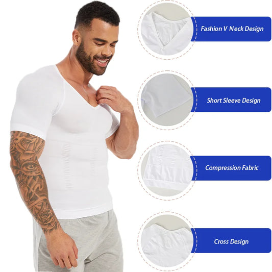 Men's Compression Body Shaper T-Shirt – Slimming, Muscle-Enhancing, Body Shaper for Men
