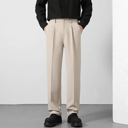 Men's Loose Fit Pants - Classic Straight Leg Drape Trousers for Men