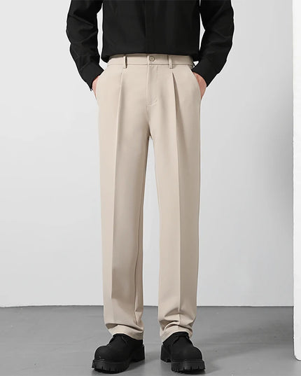 Men's Loose Fit Pants - Classic Straight Leg Drape Trousers for Men