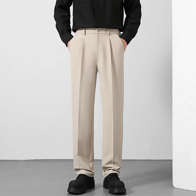 Men's Loose Fit Pants - Classic Straight Leg Drape Trousers for Men