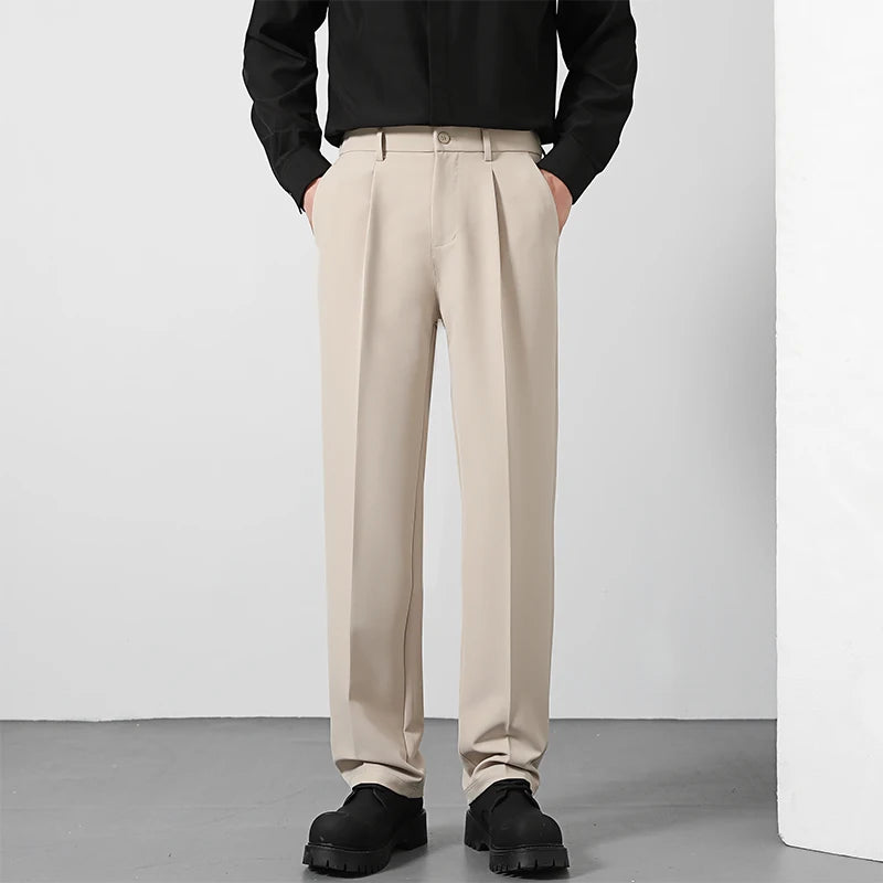 Men's Relaxed Fit Classic Straight-Leg Draped Pants