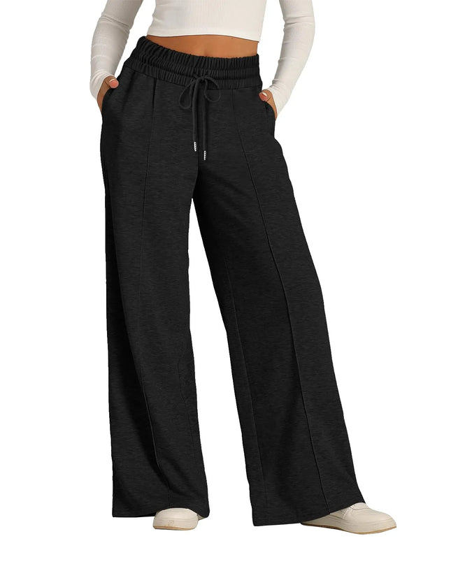 Women's Wide Leg Straight Pants with Drawstring