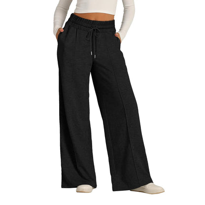 Women's Wide Leg Straight Pants with Drawstring