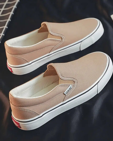 Unisex Breathable Canvas Sneakers for Men and Women – Casual Slip-On Flat Rubber Shoes