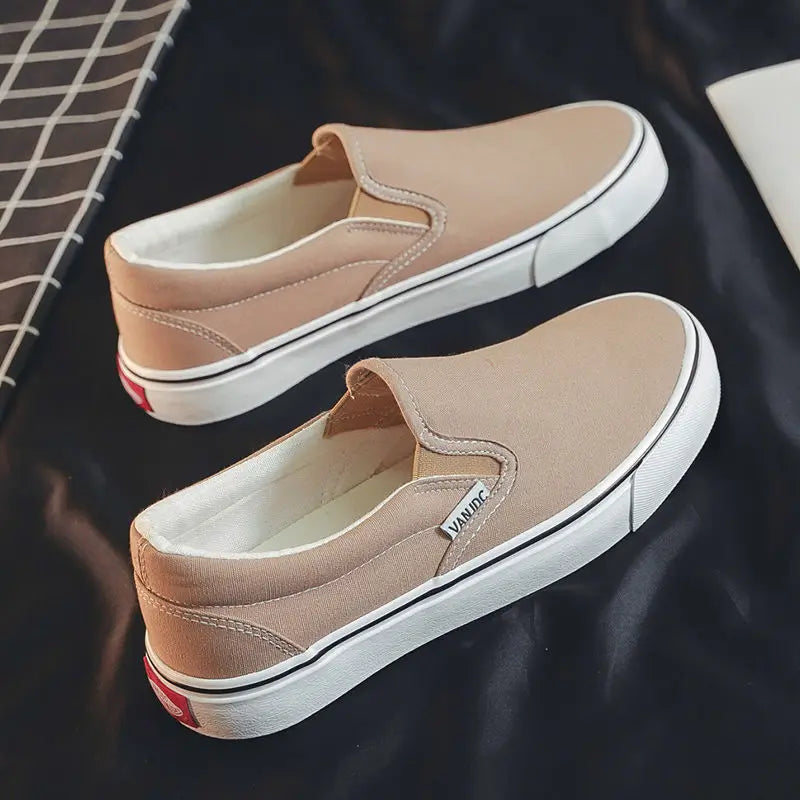Unisex Breathable Canvas Sneakers for Men and Women – Casual Slip-On Flat Rubber Shoes