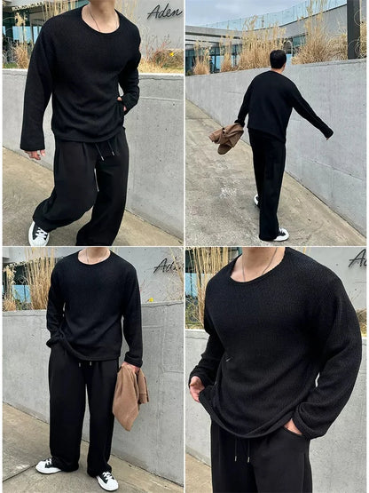 Men's Loose-Fit Breathable Knitted Long Sweater