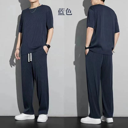 Men's Two-Piece Thin Casual T-Shirt & Drawstring Sweatpants Set