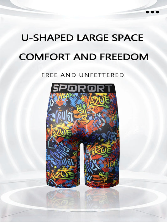 Men's 4-Piece Cartoon Graffiti Elastic Boxer Shorts Set