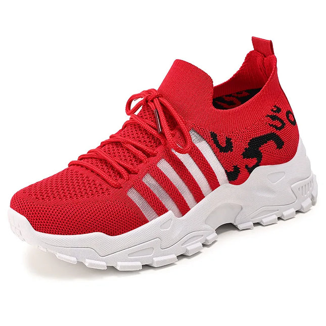 Women's Breathable Casual Lace-Up Sneakers with Thick Sole