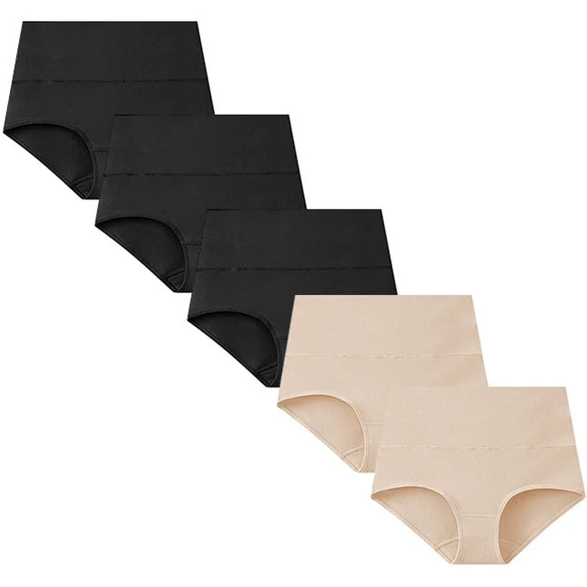 Set of 5 Women's High Waist Cotton Breathable Panties