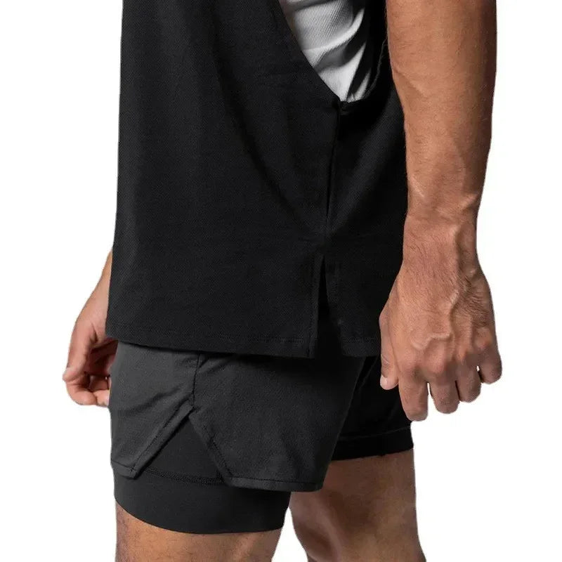 Men's Open Side Cut-Off Vest - Gym Tank Top for Men