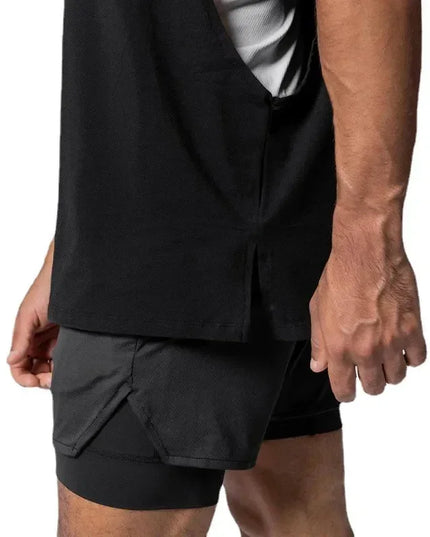 Men's Open Side Cut-Off Vest - Gym Tank Top for Men