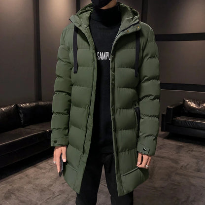 Men's Thick Warm Hooded Parka Jacket with Pockets