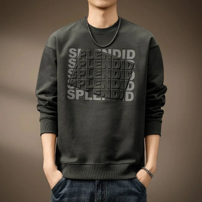 Men's "Splendid" Print Long Sleeve Sweatert – Loose Fit, Round Neck