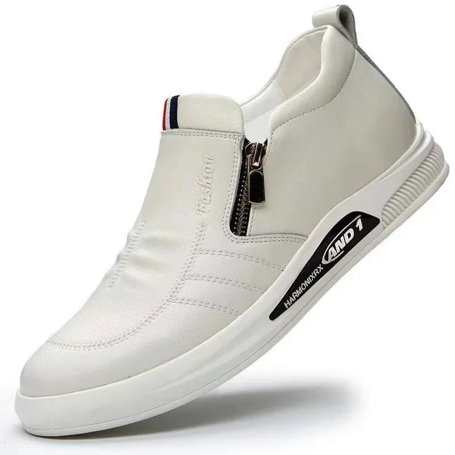 Men's Casual Faux Leather Side Zip Sneakers