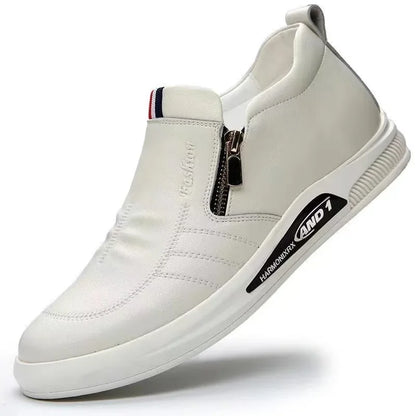 Men's Casual Faux Leather Side Zip Sneakers