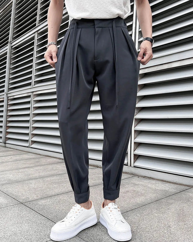 Men's Loose Fit Drape Pants with Elastic Waistband - Various Colors