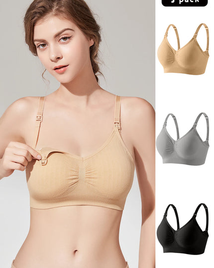3-Pack Wireless Breathable Front Open Nursing Bra