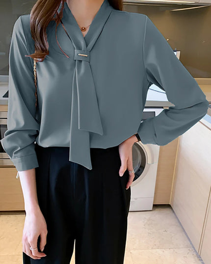 Women's Long Sleeve Chiffon Blouse Shirt