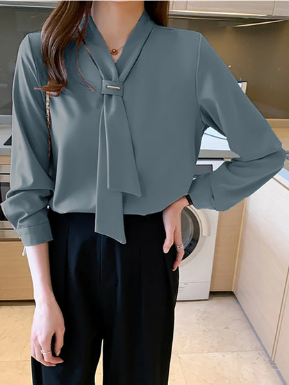 Women's Long Sleeve Chiffon Blouse Shirt