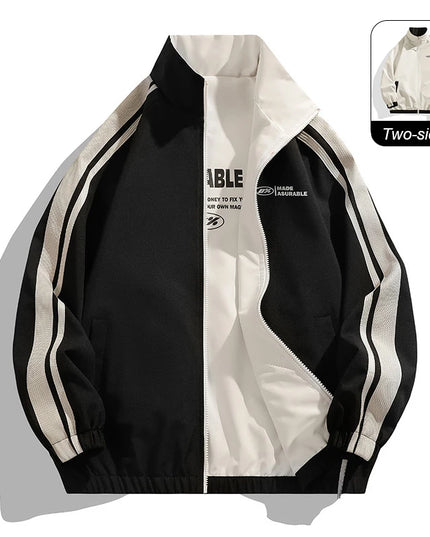 Unisex Reversible Windproof Long Sleeve Jacket - Two-Sided Design