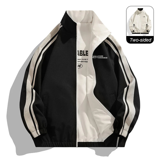 Unisex Reversible Windproof Long Sleeve Jacket - Two-Sided Design