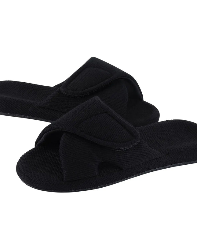 Women's Adjustable Open Toe Slippers with Corduroy Material