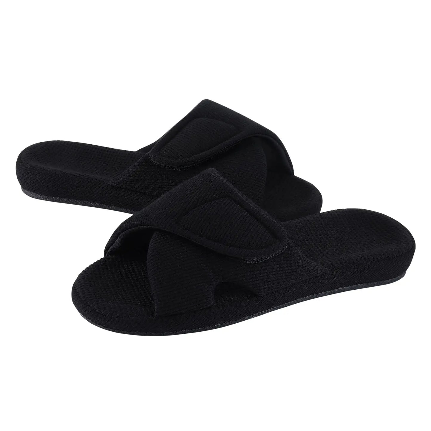 Women's Adjustable Open Toe Slippers with Corduroy Material
