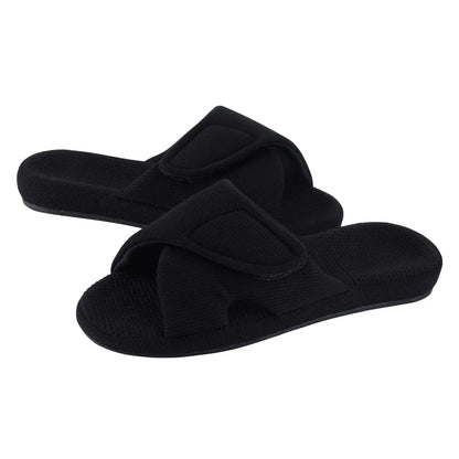 Women's Adjustable Open Toe Slippers with Corduroy Material