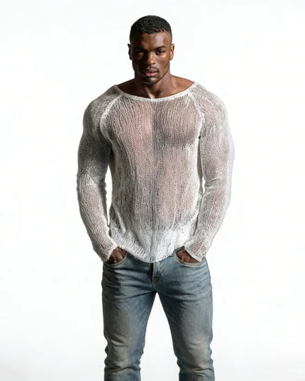 Men's Breathable Transparent Long Sleeve Sweater