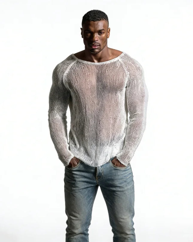 Men's Breathable Transparent Long Sleeve Sweater
