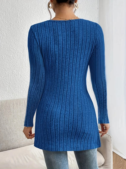 Women's Stretchy V-Neck Zipper Sweater