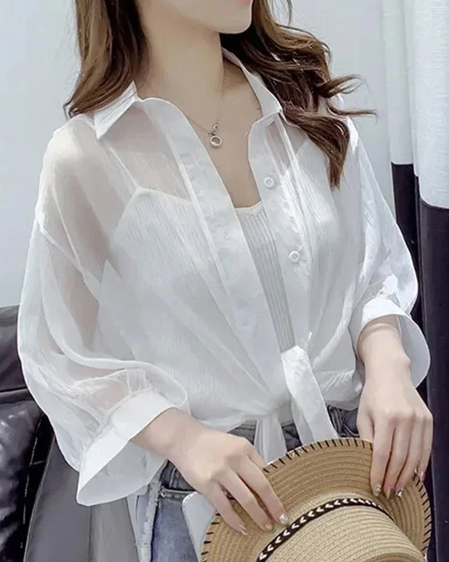 Women's Loose Tied Waist Blouse