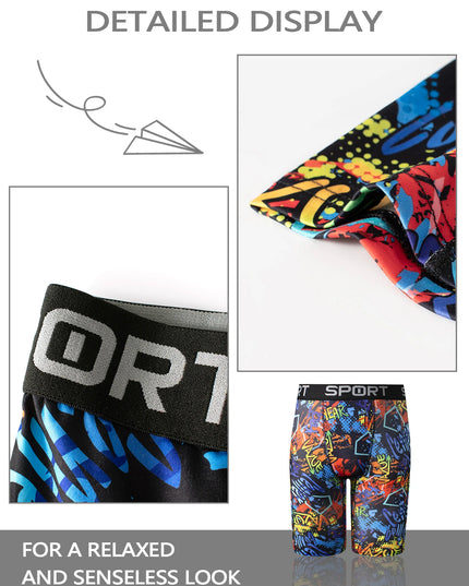 Men's 4-Piece Cartoon Graffiti Elastic Boxer Shorts Set