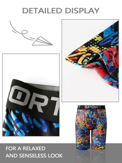 Men's 4-Piece Cartoon Graffiti Elastic Boxer Shorts Set