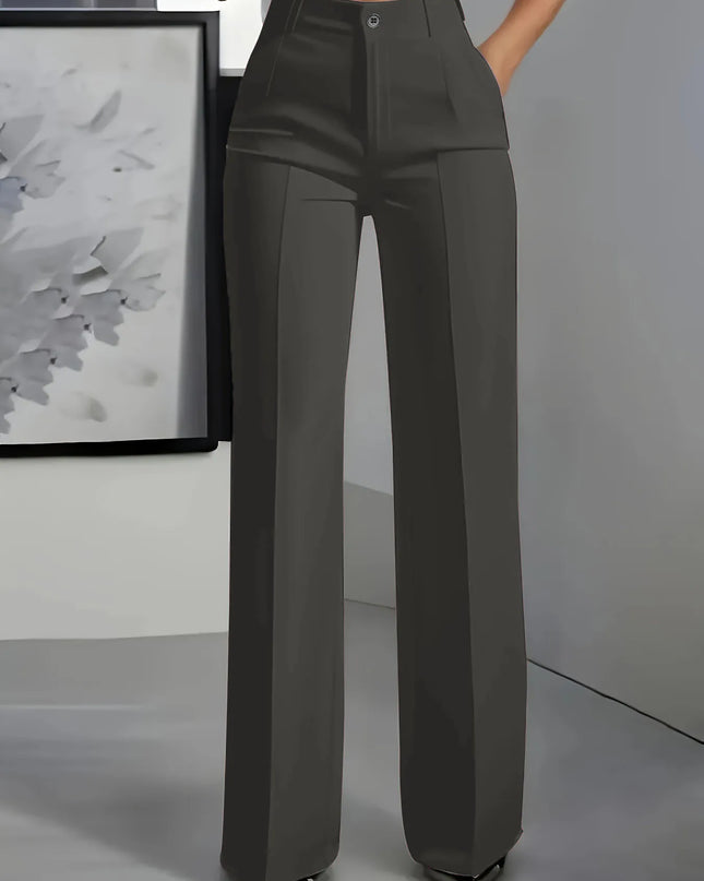 Women's High-Waisted Draped Straight-Cut Pants