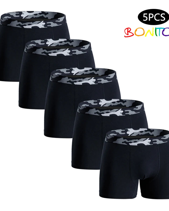 5-Pack Men’s Camouflage Cotton Boxer Briefs – Comfortable Trunks Underwear for Men