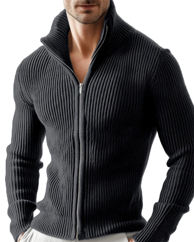 Men's Slim Fit Zipper Stand Collar Jacket