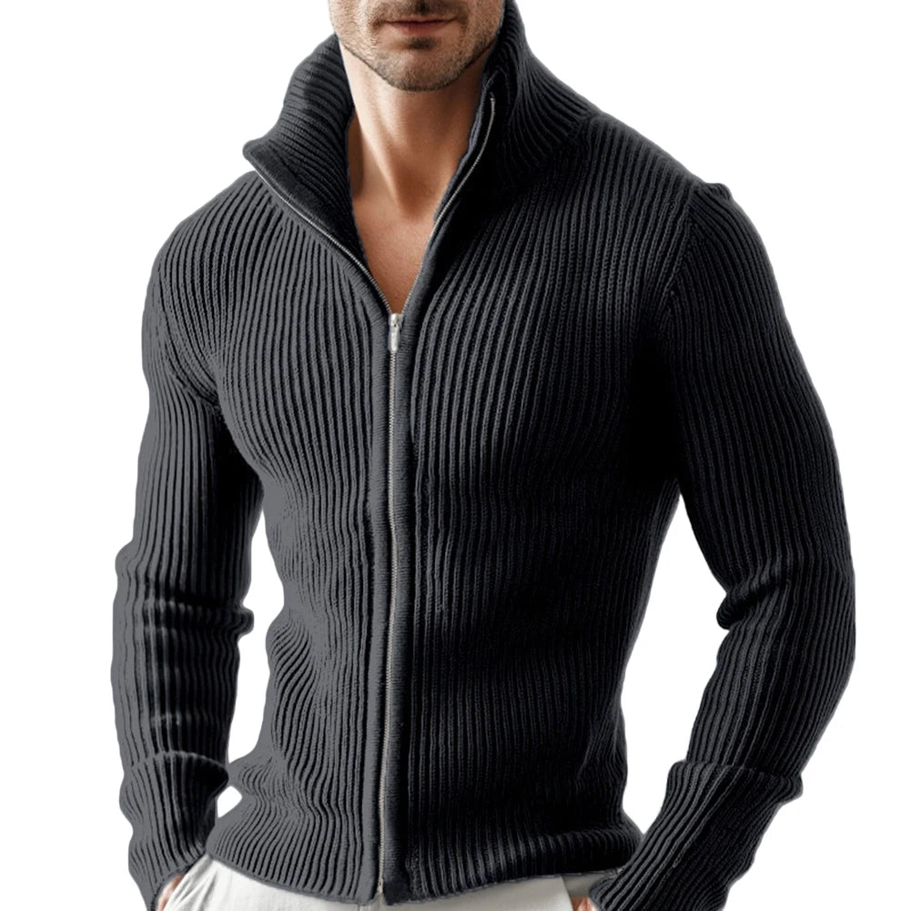 Men's Slim Fit Zipper Stand Collar Jacket