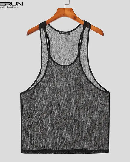 INCERUN Men's Transparent Mesh Tank Top