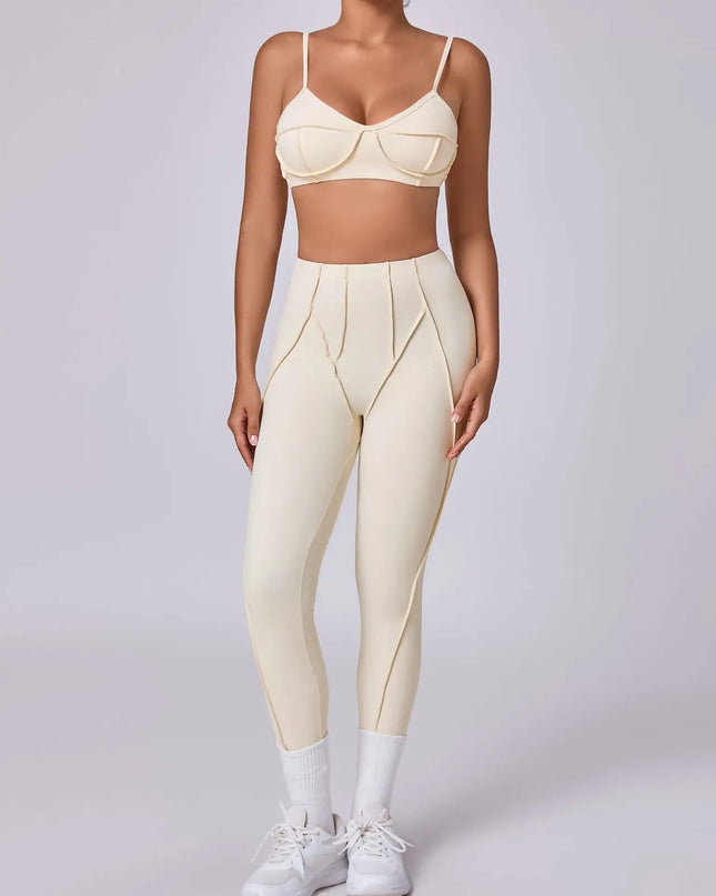 Women's Seamless 2-Piece Yoga Set - High-Waist Leggings and Bra for Fitness & Activewear