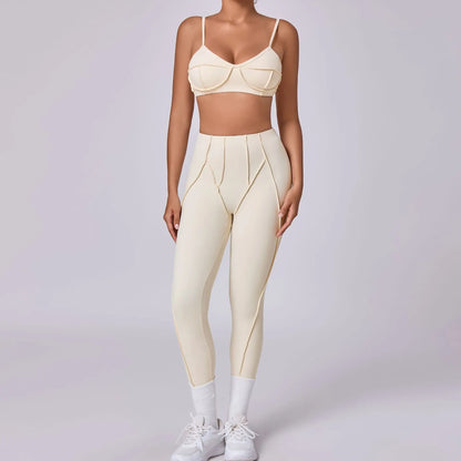 Women's Seamless 2-Piece Yoga Set - High-Waist Leggings and Bra for Fitness & Activewear